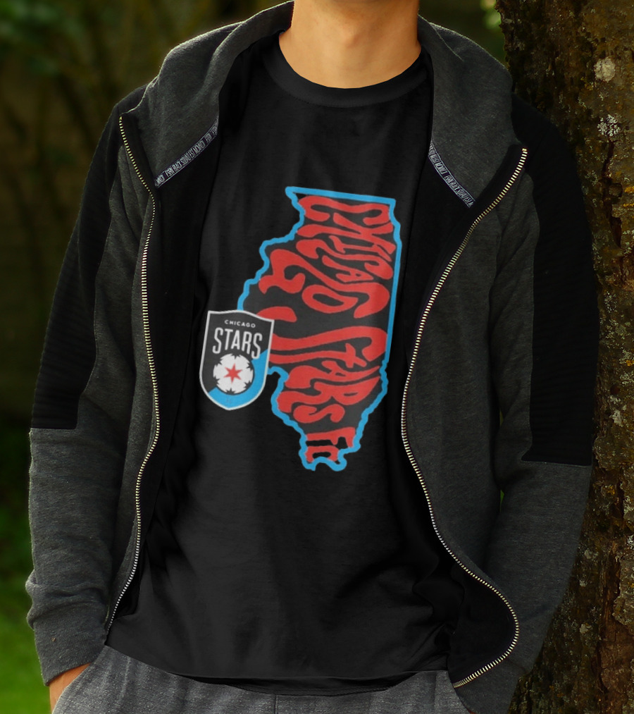 Chicago Stars FC Groovy Team State Illinois Map T-Shirt
