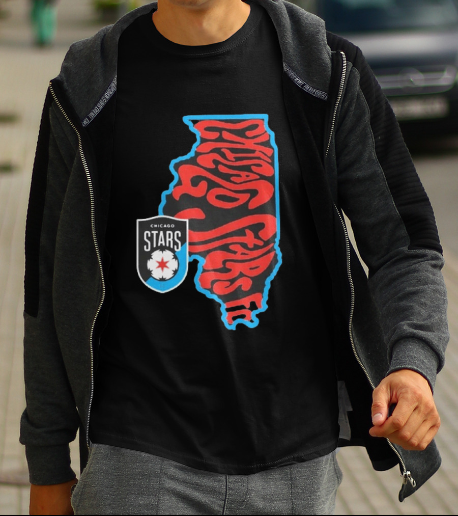 Chicago Stars FC Groovy Team State Illinois Map T-Shirt
