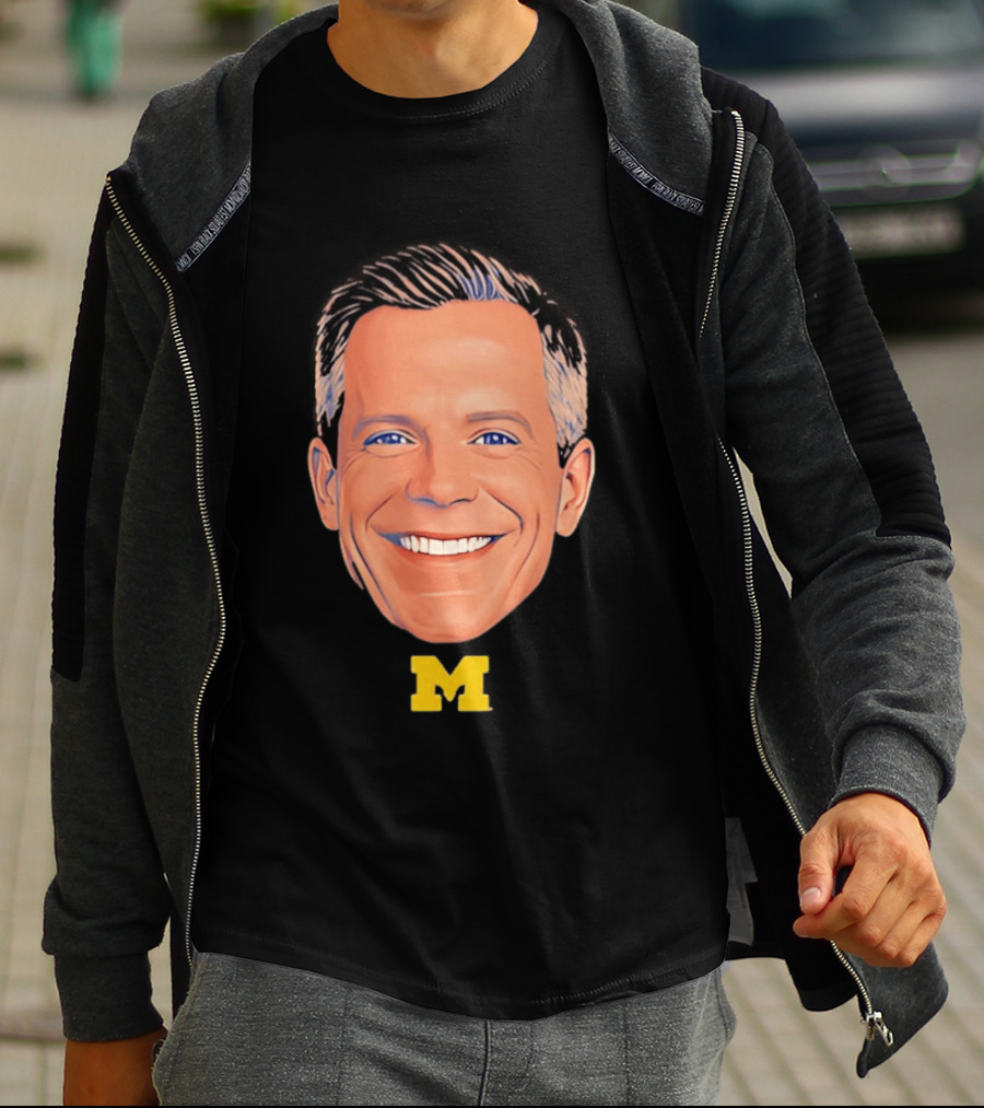 Dusty May Big Face Michigan Wolverines M Yellow T-Shirt