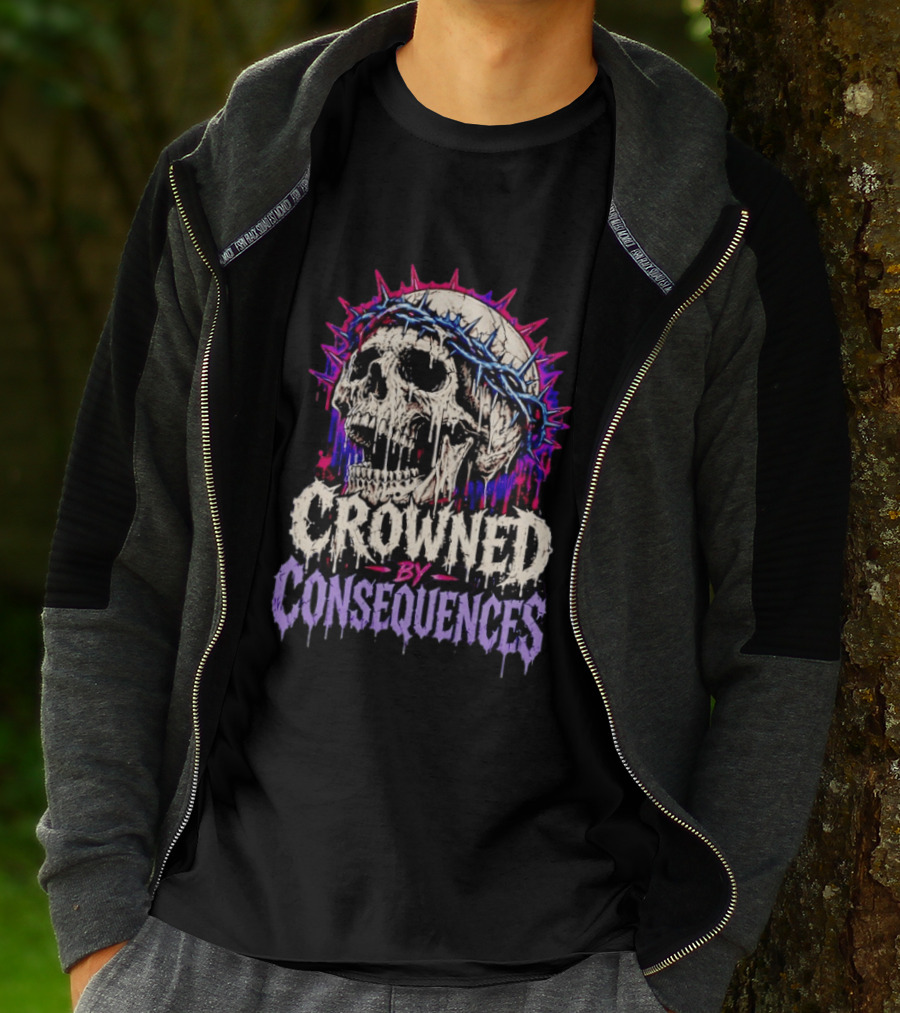 Crowned By Consequences Dark Skull Gothic Horror T-Shirt