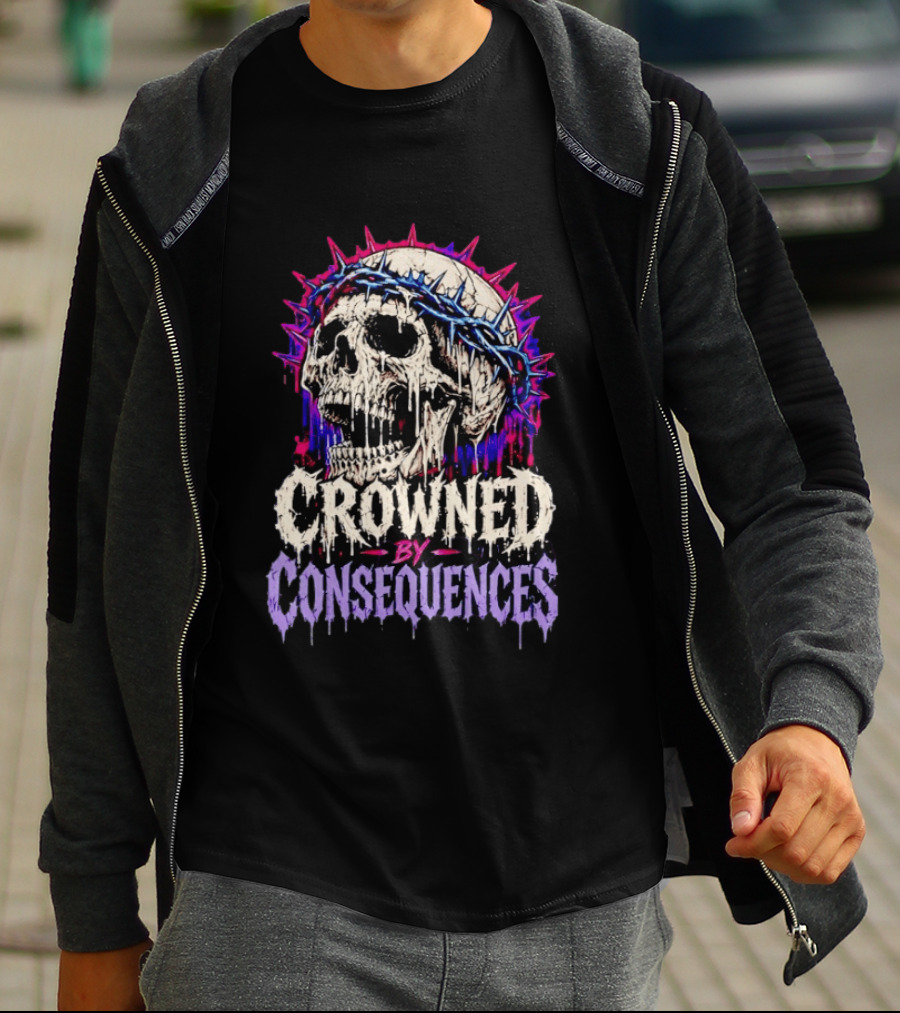 Crowned By Consequences Dark Skull Gothic Horror T-Shirt