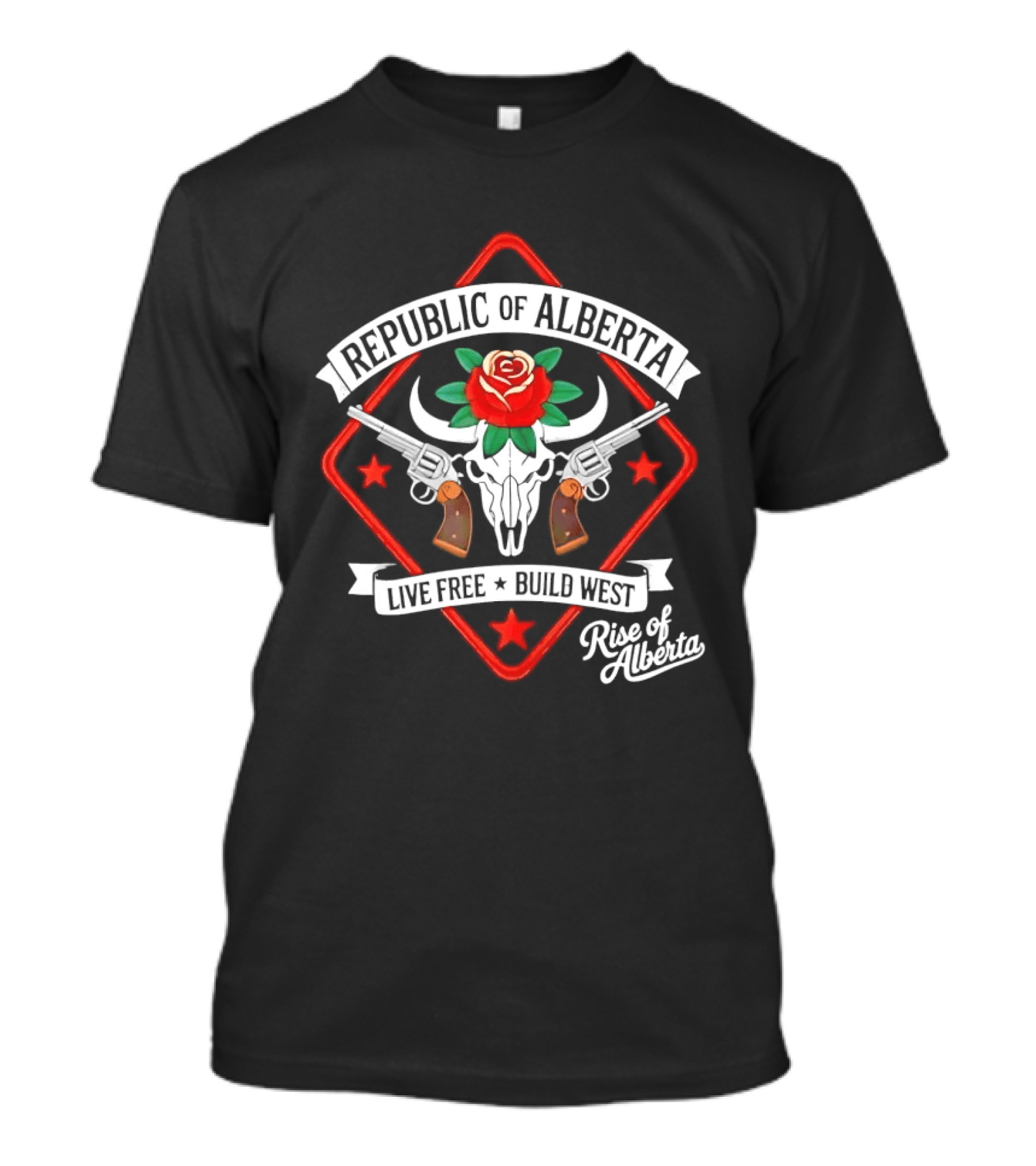 Republic Of Alberta Live Free Build West Gunslinger Rise Of Alberta T-Shirt