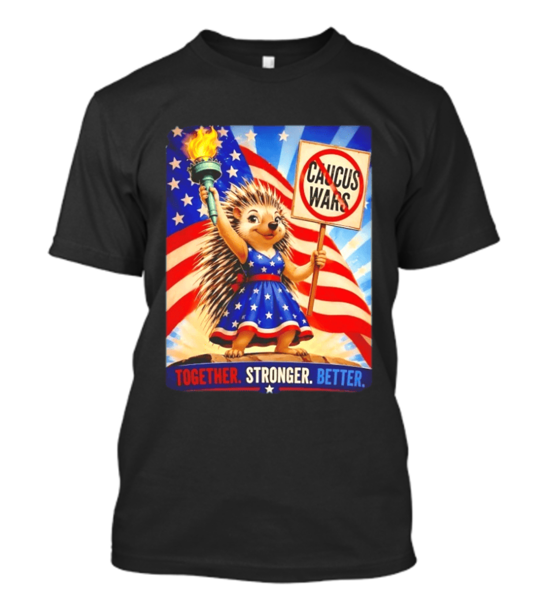 Hedgehog Liberty No Caucus Wars Together Stronger Better T-Shirt