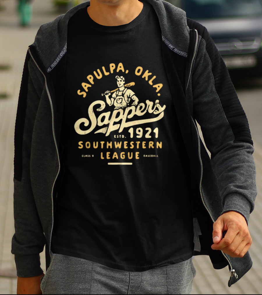 Sapulpa Oklahoma Sappers Southwestern League Class D Baseball Estd 1921 T-Shirt