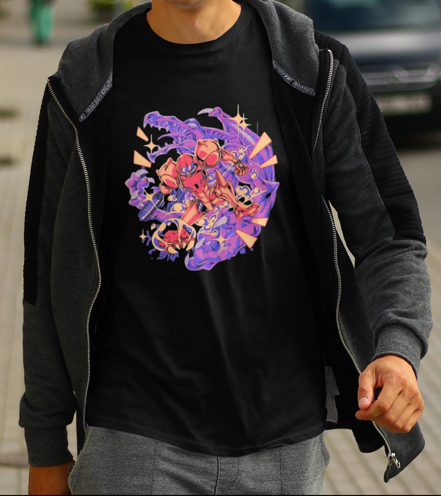 Metroid Samus Aran Versus Ridley Galactic Battle Hunter T-Shirt