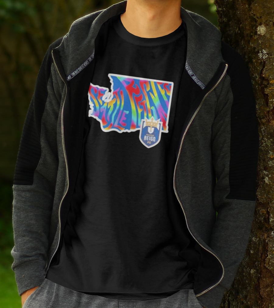 Seattle Reign FC Groovy Pride State Washington Map Rainbow T-Shirt