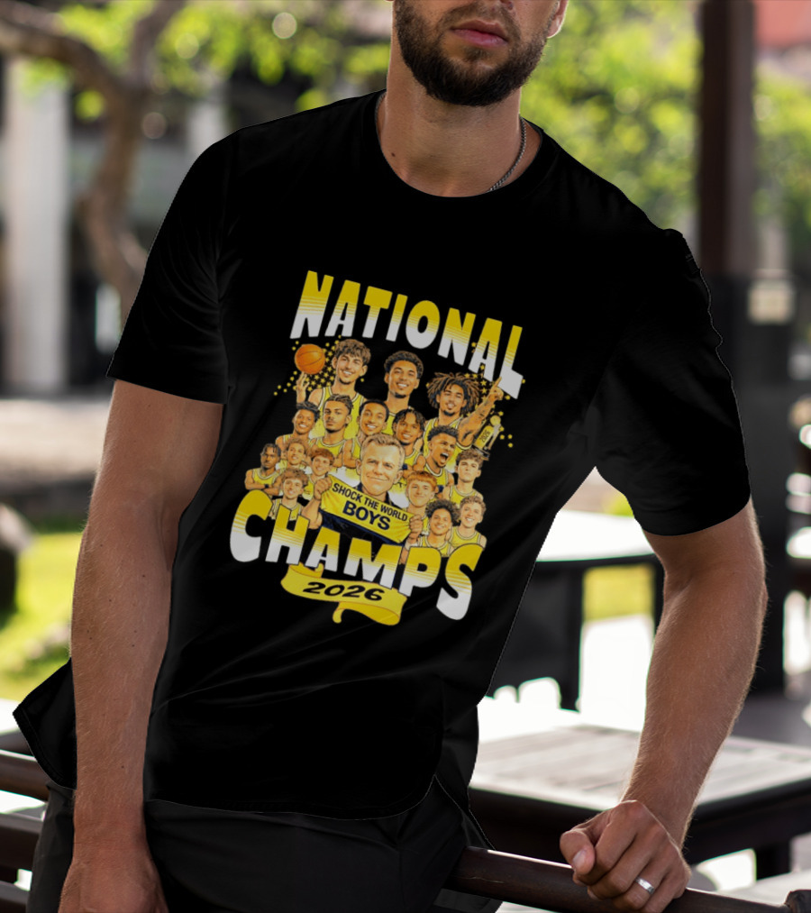 Michigan Wolverines National Champs 2026 Shock The World Boys T-Shirt