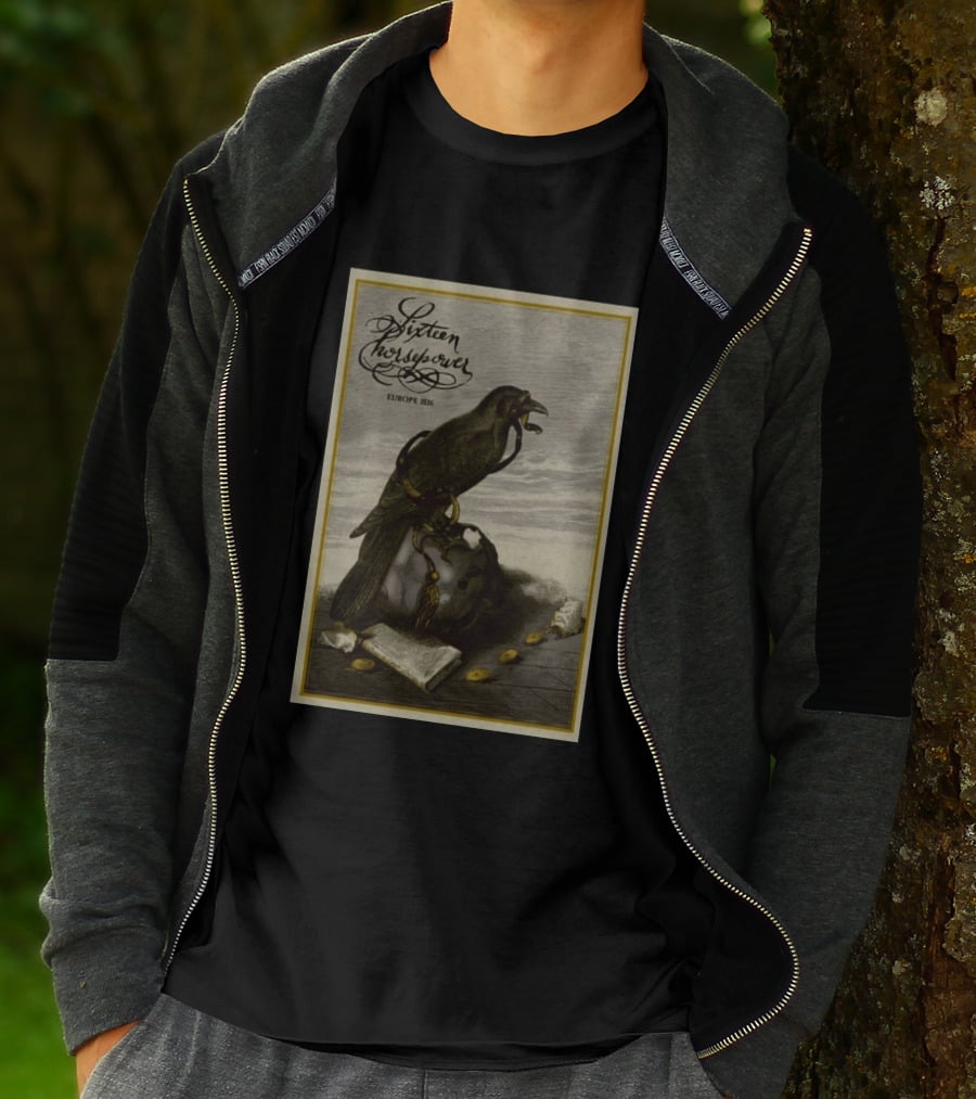 Sixteen Horsepower Europe 2026 Tour Art With Raven And Script T-Shirt