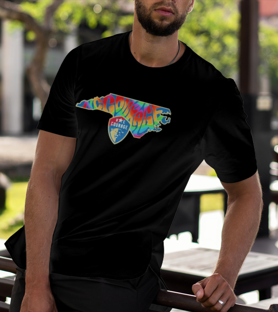 North Carolina Courage Pride State Rainbow Map T-Shirt