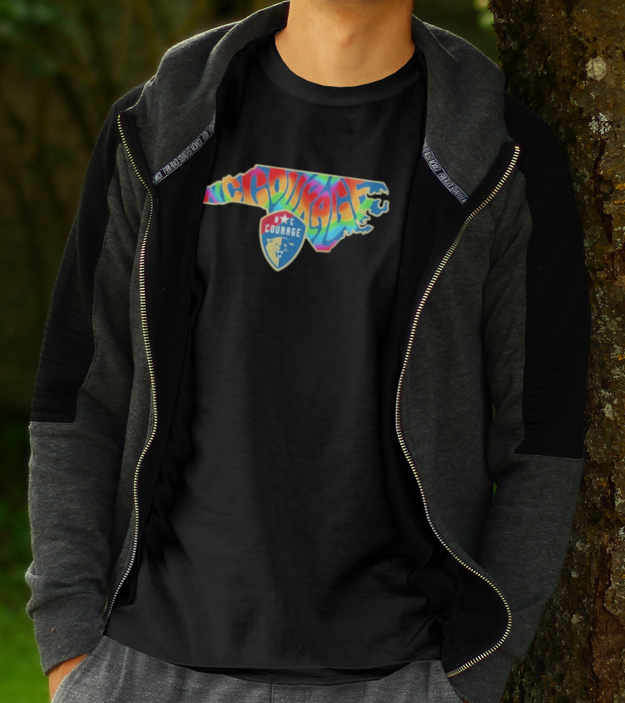 North Carolina Courage Pride State Rainbow Map T-Shirt