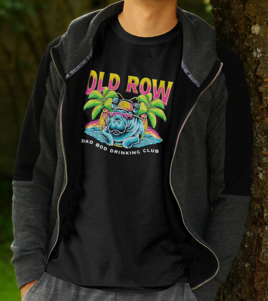 Old Row Dad Bod Drinking Club Manatee Tropical Palm Tree T-Shirt