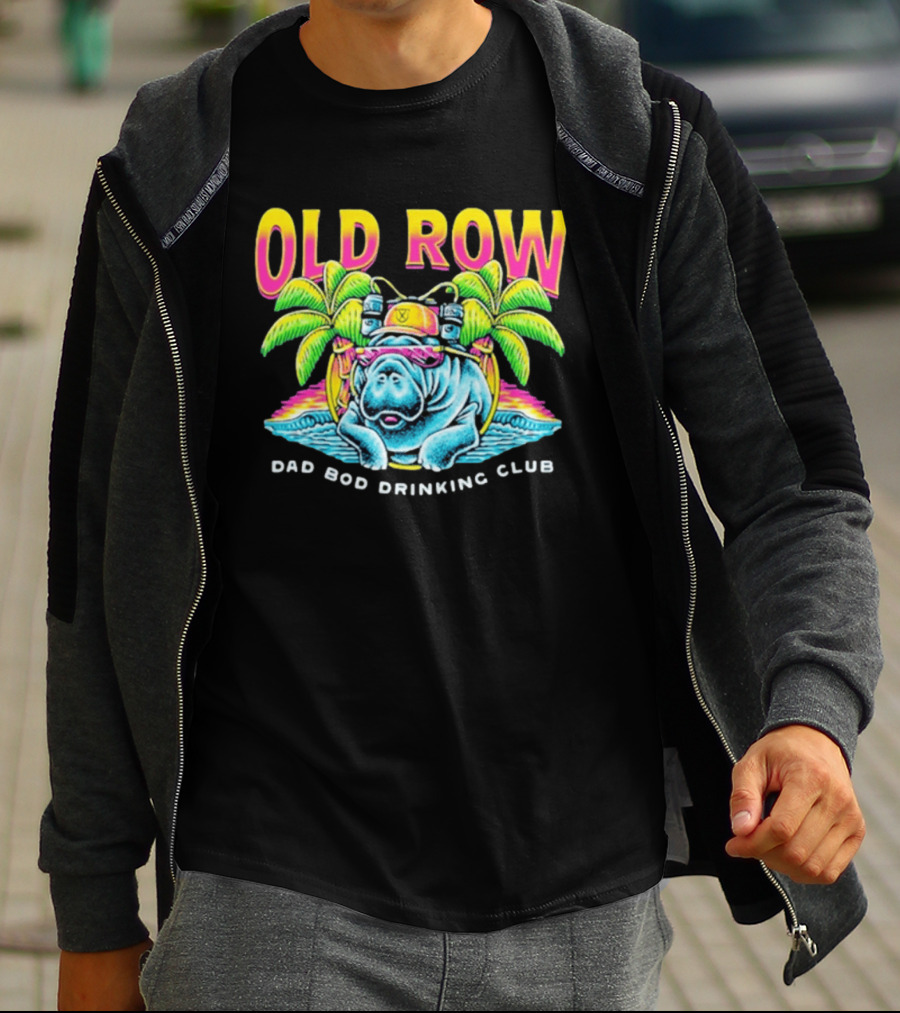 Old Row Dad Bod Drinking Club Manatee Tropical Palm Tree T-Shirt