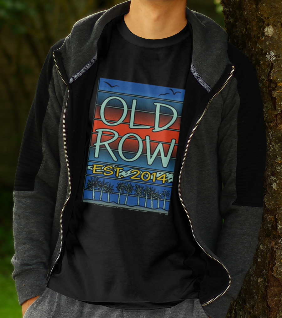 Old Row Est. 2014 Palm Scene Sunset Stripes T-Shirt