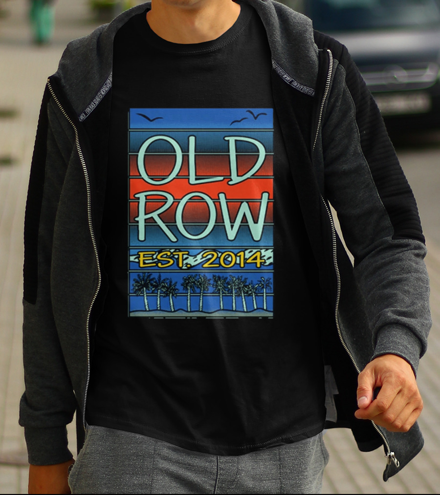Old Row Est. 2014 Palm Scene Sunset Stripes T-Shirt