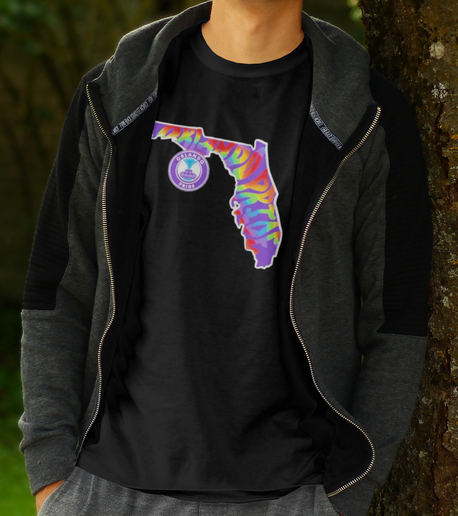 Orlando Pride Groovy Rainbow Florida Map T-Shirt