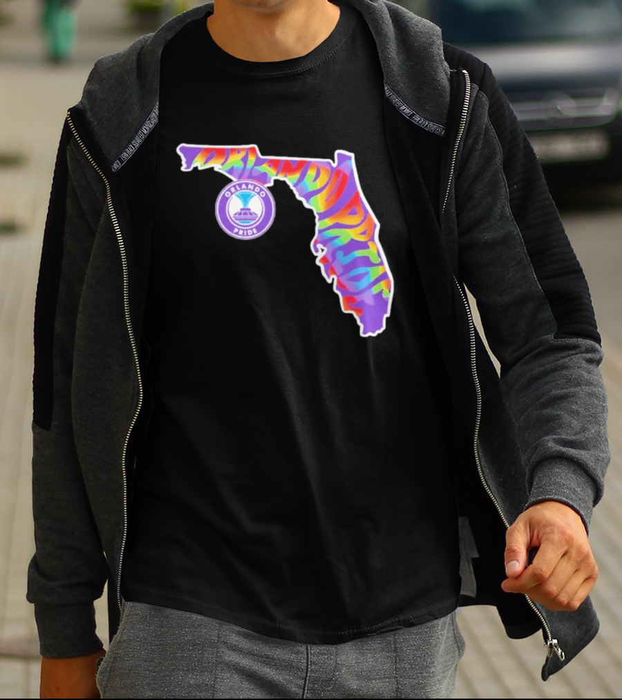 Orlando Pride Groovy Rainbow Florida Map T-Shirt