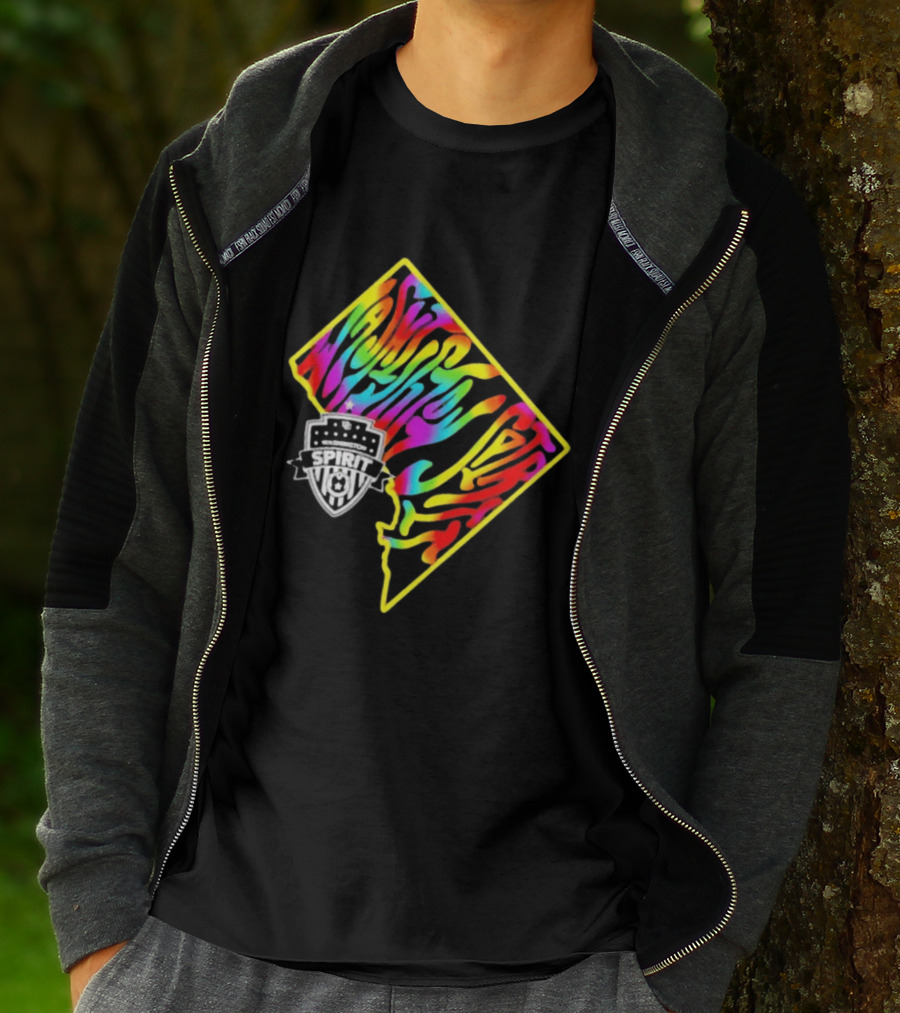 Washington Spirit Groovy Pride Rainbow State Map T-Shirt