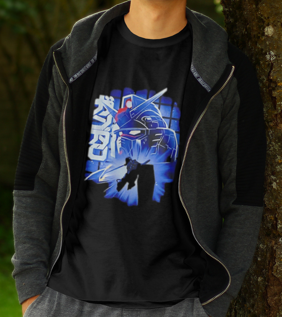 RX 78 2 Mobile Suit Gundam Fighter Neon Blue T-Shirt