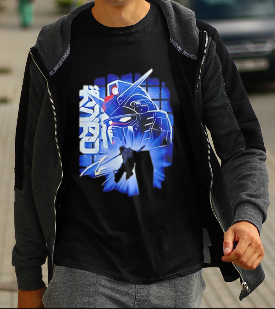 RX 78 2 Mobile Suit Gundam Fighter Neon Blue T-Shirt