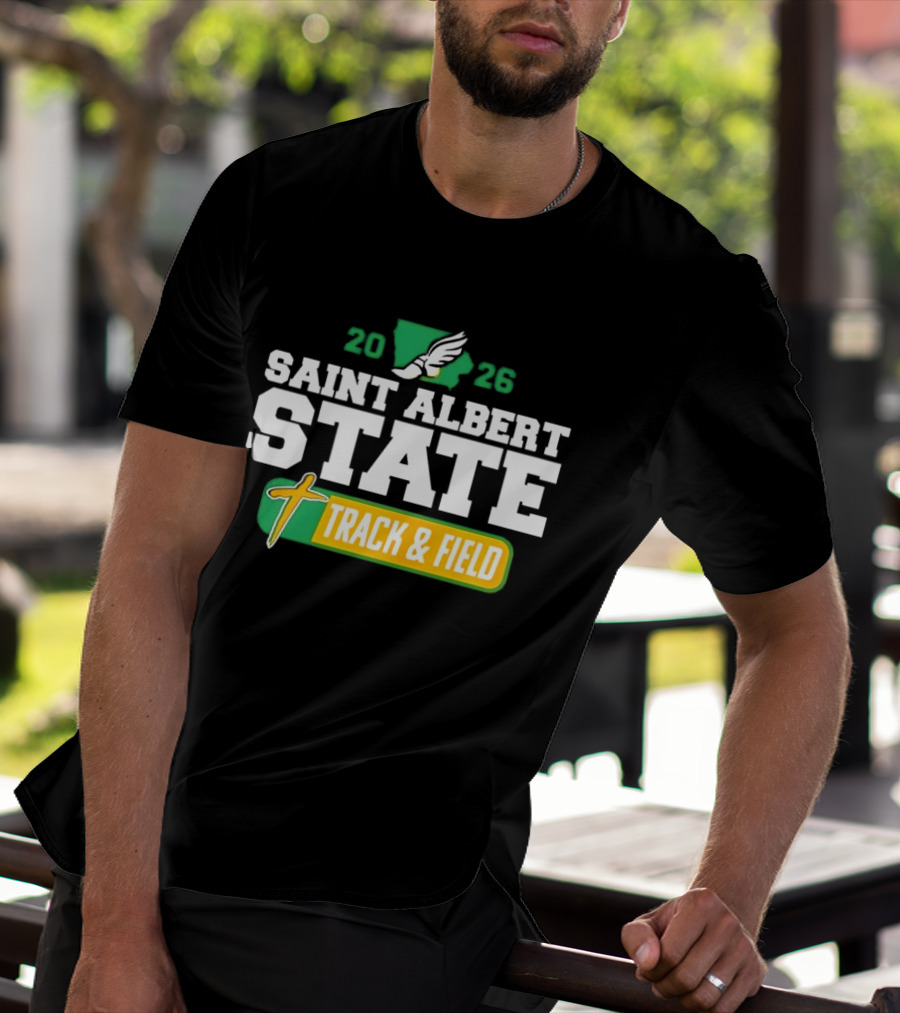 Saint Albert State 2026 Track & Field Winged Shoe T-Shirt