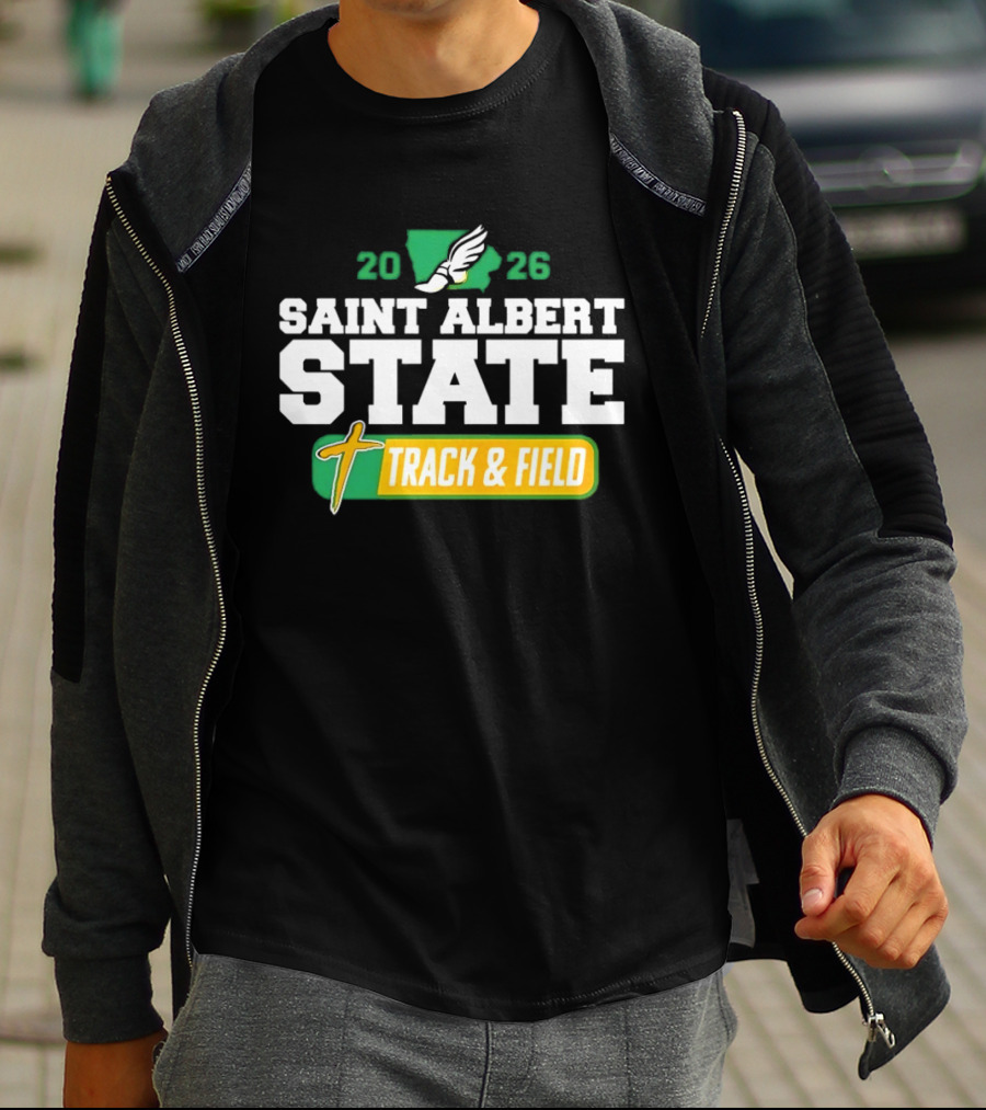 Saint Albert State 2026 Track & Field Winged Shoe T-Shirt