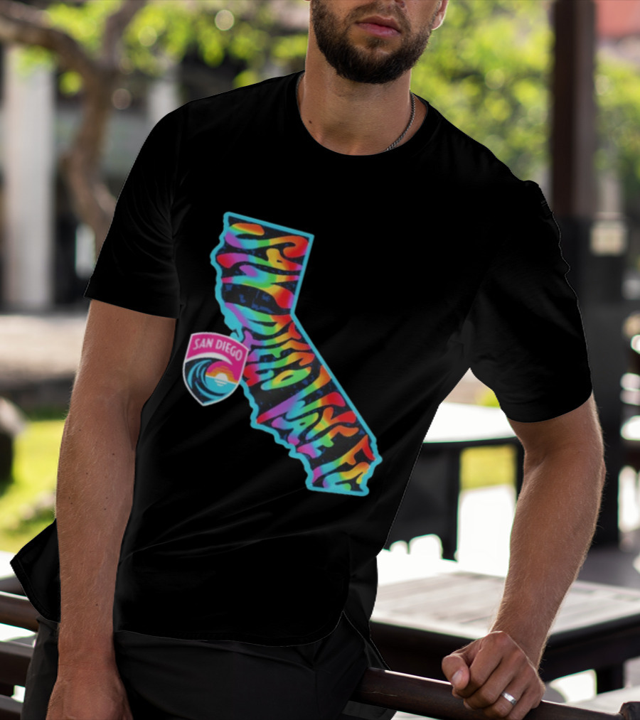 San Diego Wave FC Groovy Pride California Map T-Shirt
