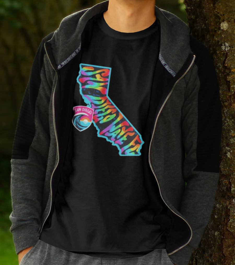 San Diego Wave FC Groovy Pride California Map T-Shirt