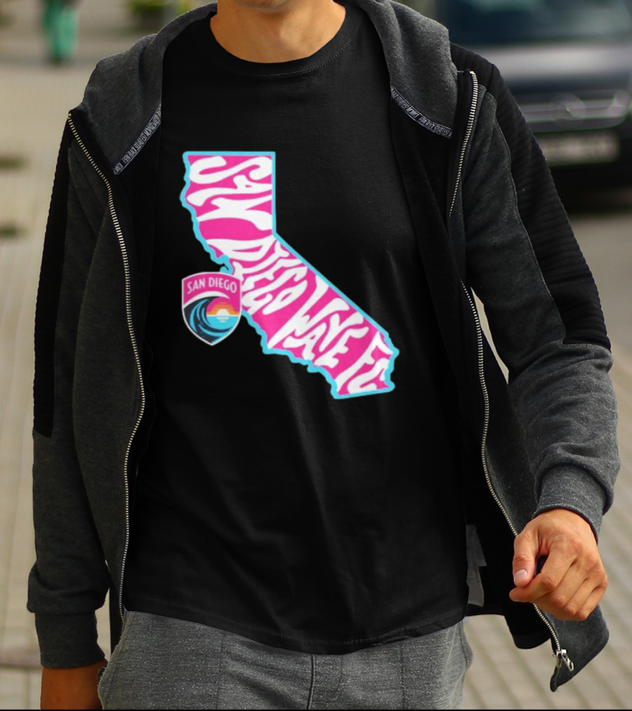 San Diego Wave FC Groovy California Pink State T-Shirt