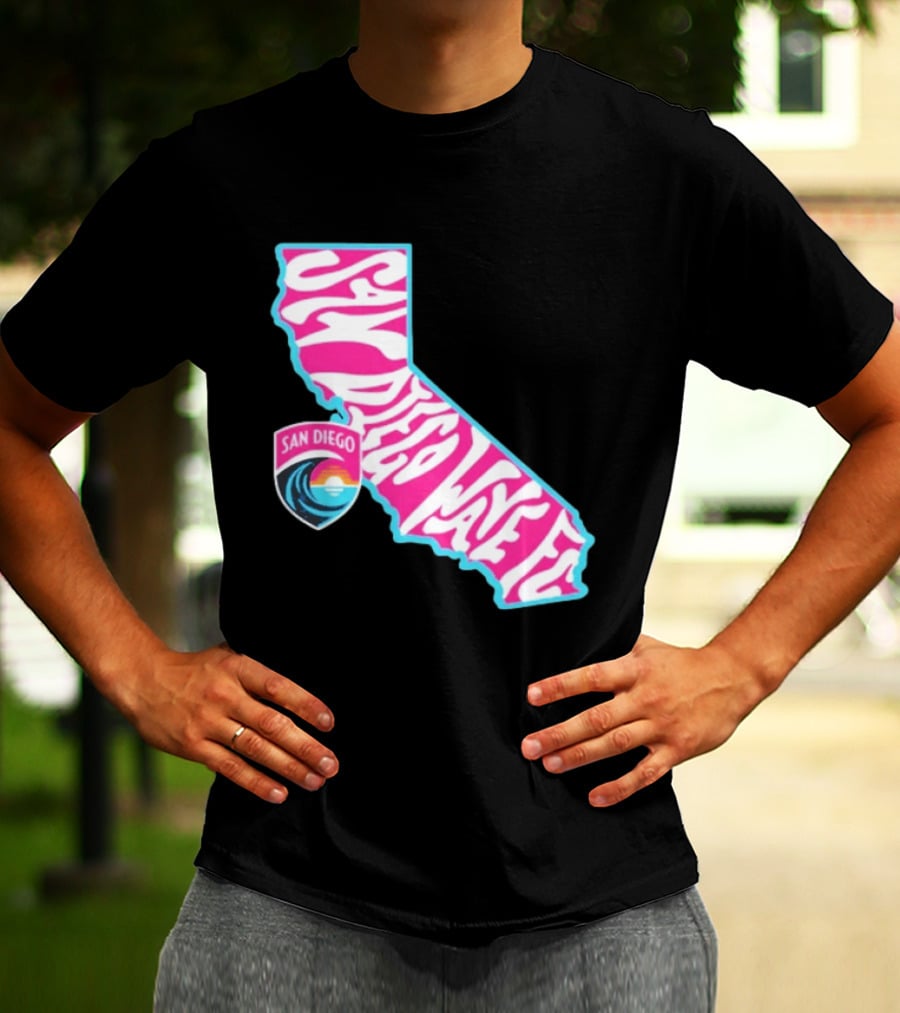San Diego Wave FC Groovy California Pink State T-Shirt