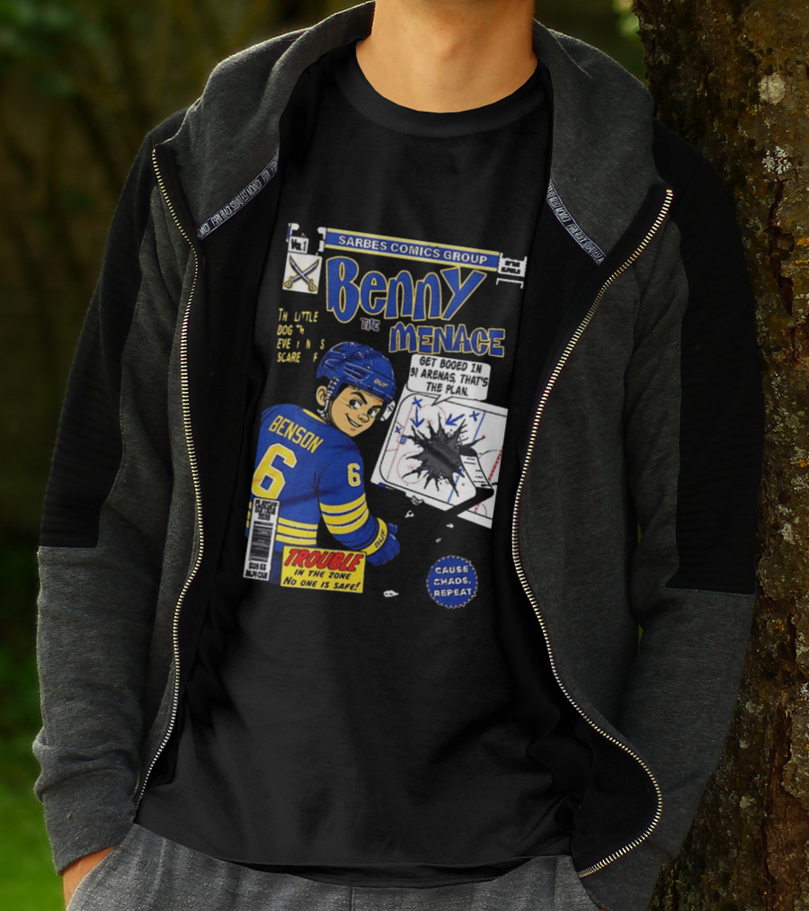 Sarbes Comics Benny The Menace Zach Benson Trouble Buffalo Sabres Hockey T-Shirt