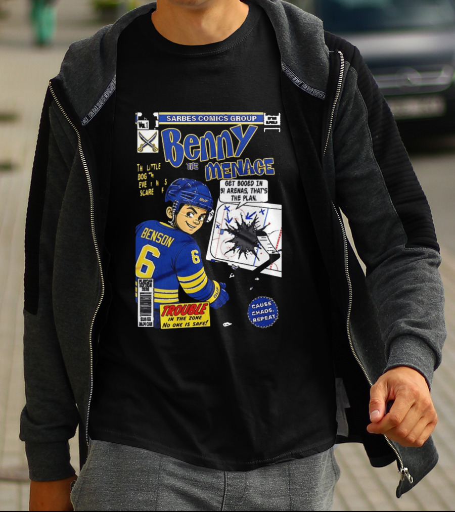 Sarbes Comics Benny The Menace Zach Benson Trouble Buffalo Sabres Hockey T-Shirt