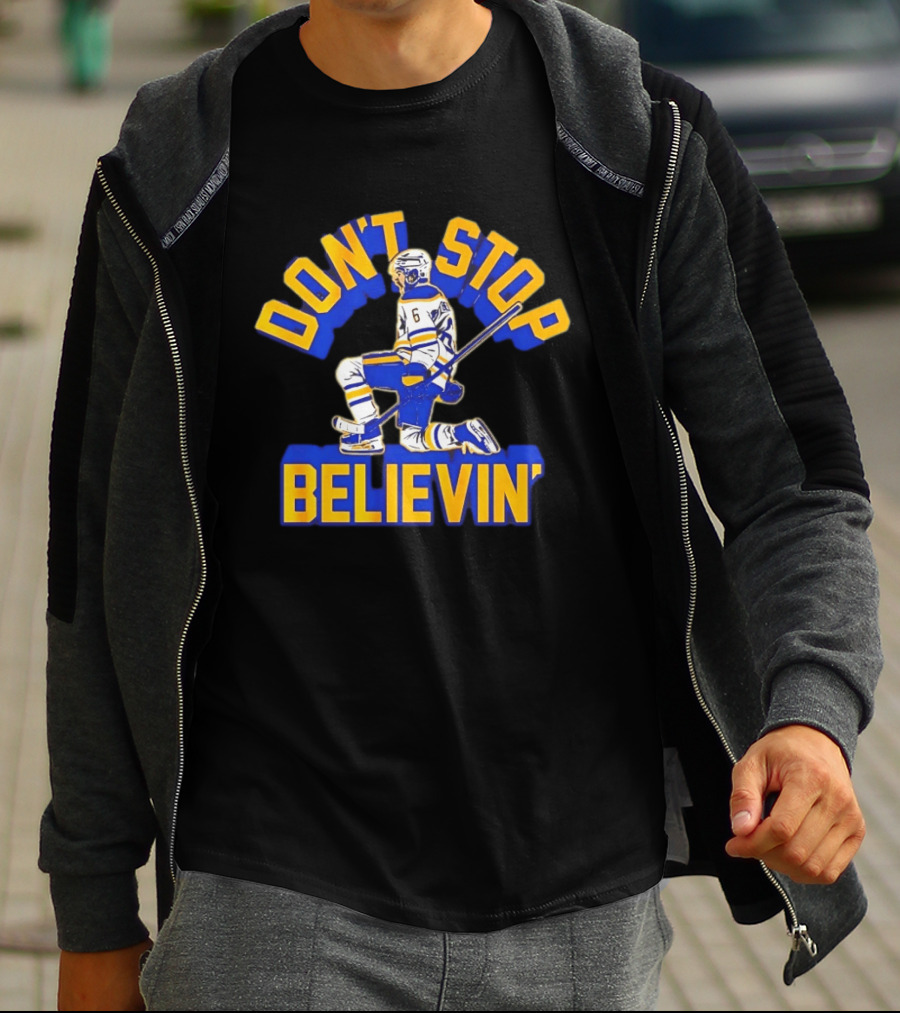 Buffalo Sabres Zach Benson Number 6 Don't Stop Believin T-Shirt