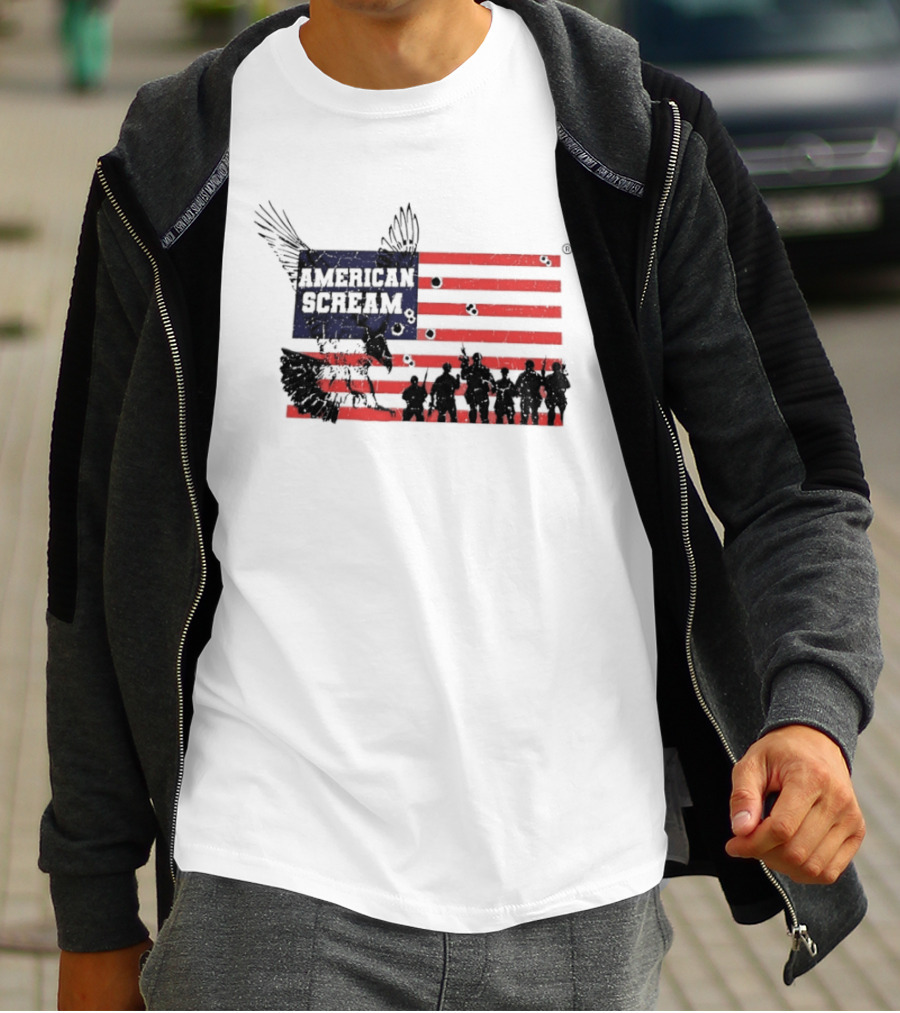 American Scream Soldiers USA Flag Eagle T-Shirt