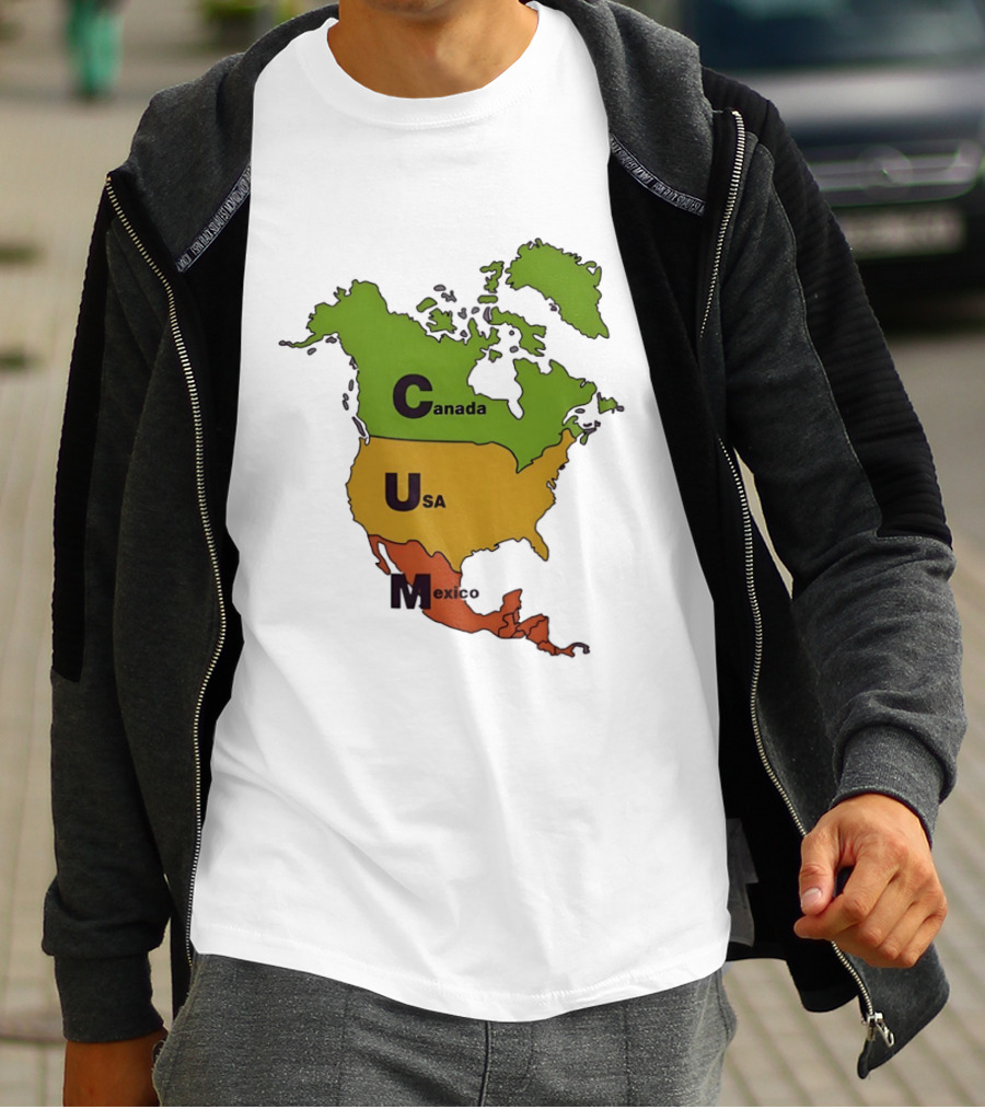 Canada USA Mexico Map CUM Bold Letters T-Shirt