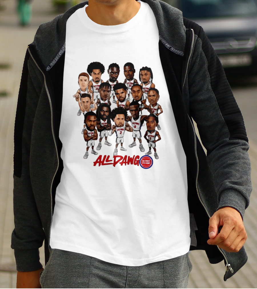 Detroit Pistons All Dawg Team Caricature Players T-Shirt