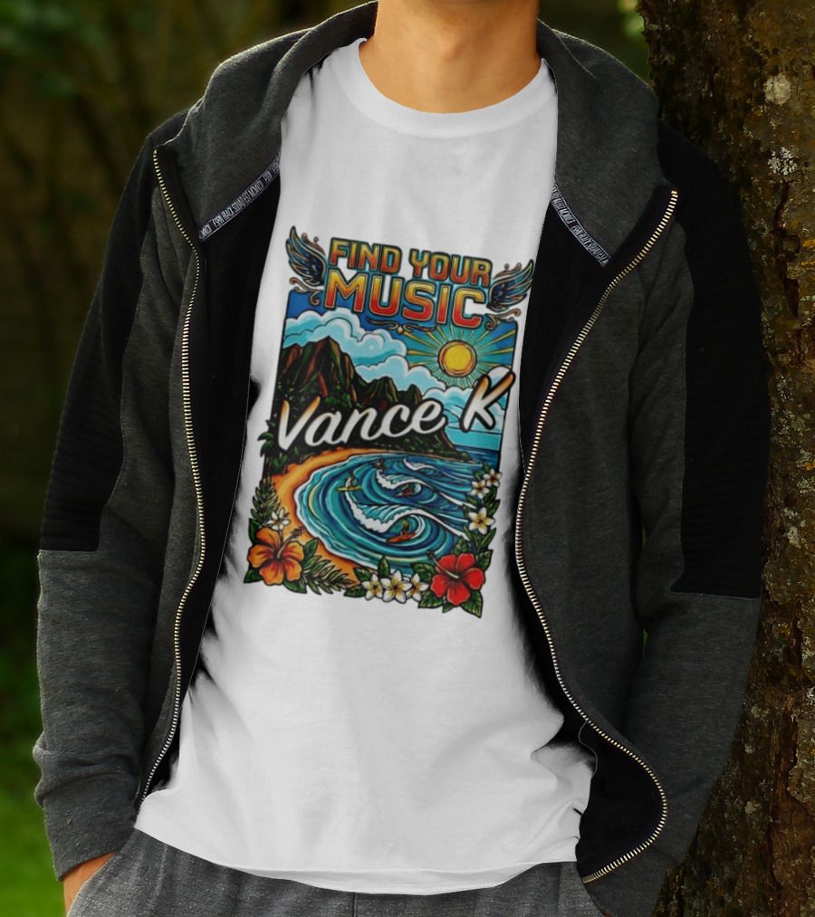 Find Your Music Vance K Tropical Surfing Paradise T-Shirt