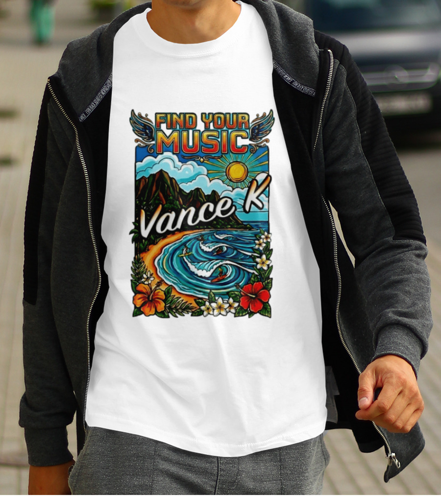 Find Your Music Vance K Tropical Surfing Paradise T-Shirt