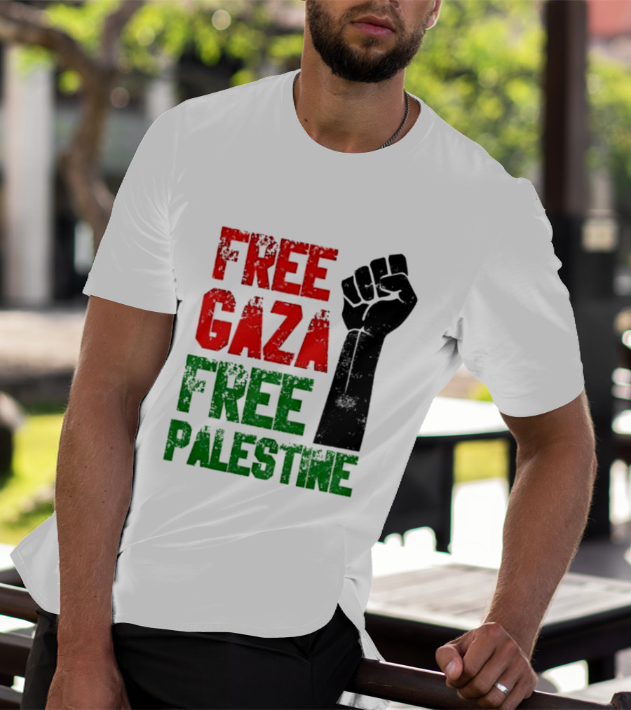 Free Gaza Free Palestine Raised Fist T-Shirt