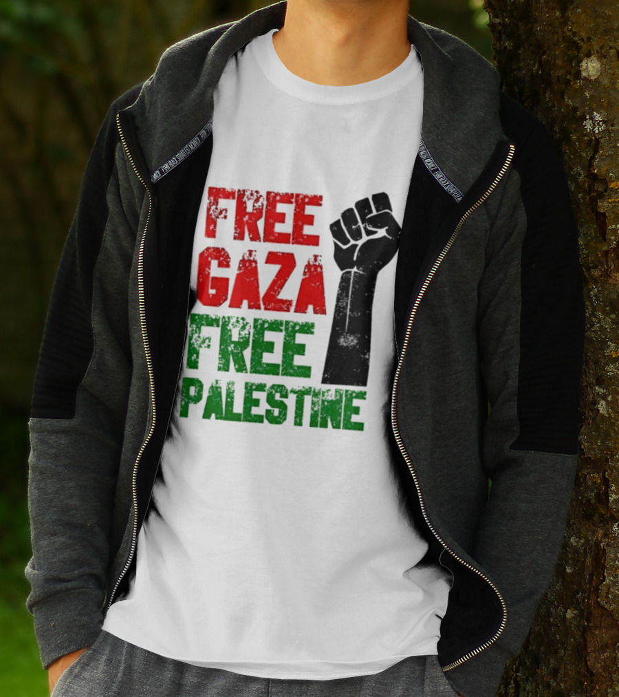 Free Gaza Free Palestine Raised Fist T-Shirt