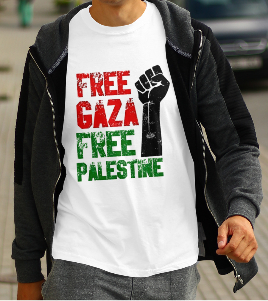 Free Gaza Free Palestine Raised Fist T-Shirt