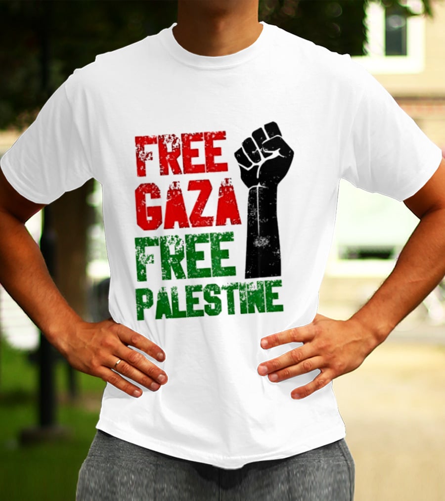 Free Gaza Free Palestine Raised Fist T-Shirt