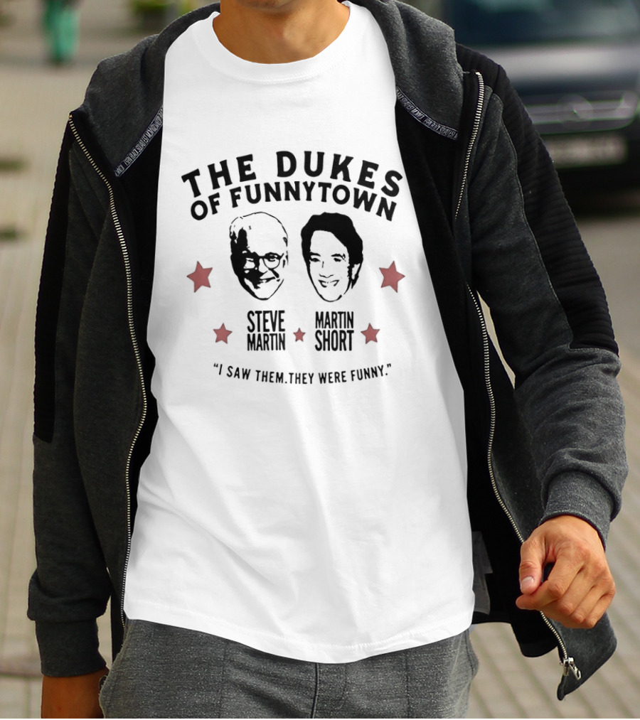 Steve Martin Martin Short The Dukes Of Funnytown Red Stars Big Head T-Shirt