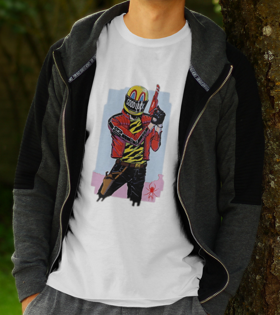 My Chemical Romance Good Luck Killjoys Comic Helmet And Gun Red Spider T-Shirt