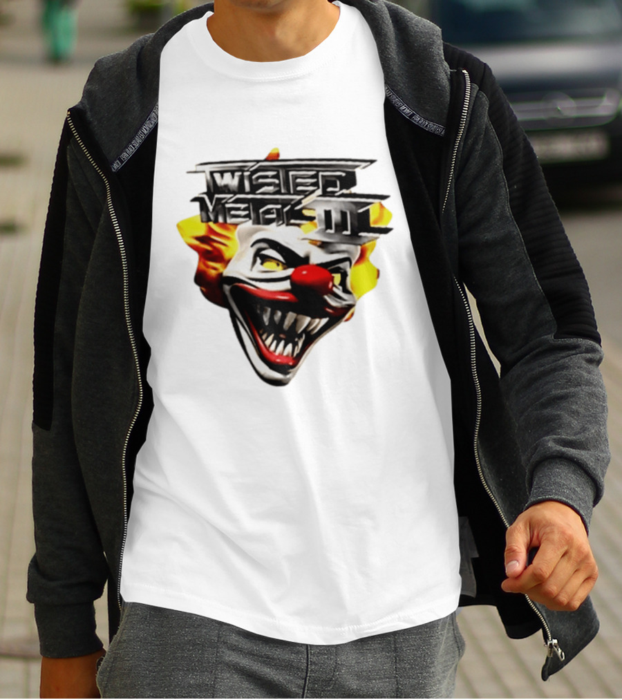 Twisted Metal III Sweet Tooth Clown Face Fiery Hair T-Shirt
