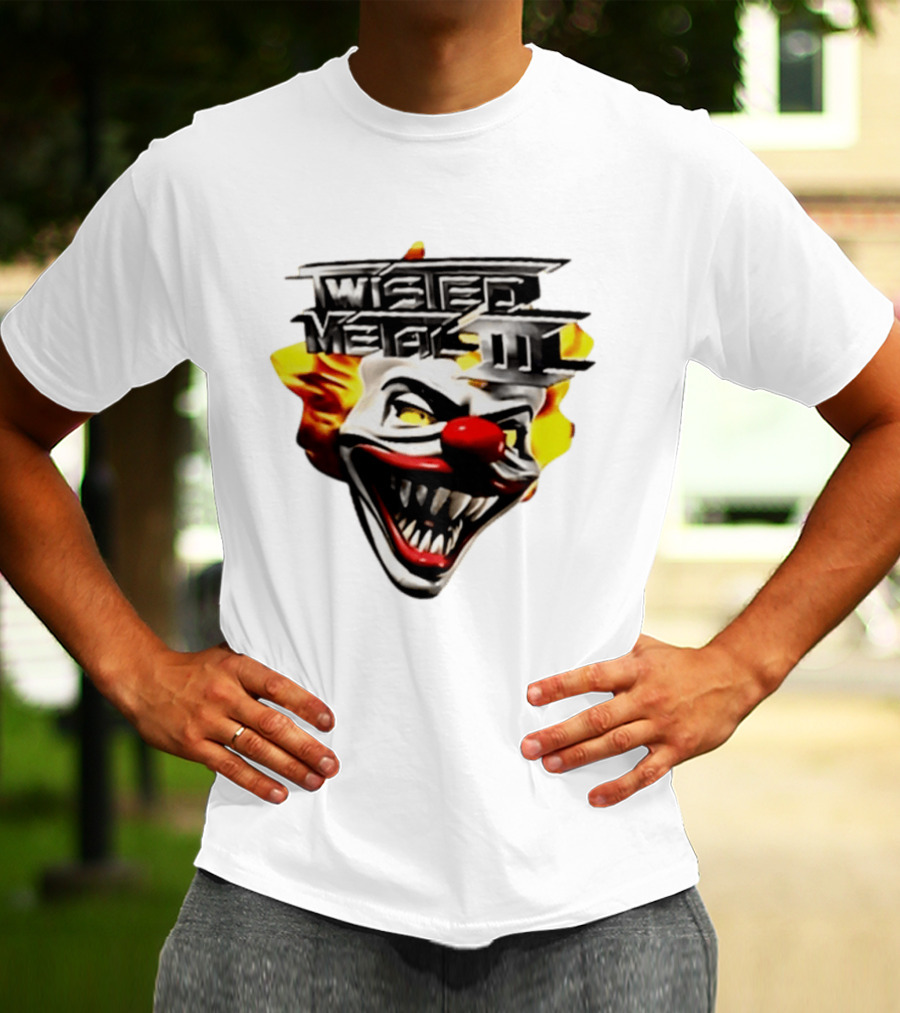 Twisted Metal III Sweet Tooth Clown Face Fiery Hair T-Shirt