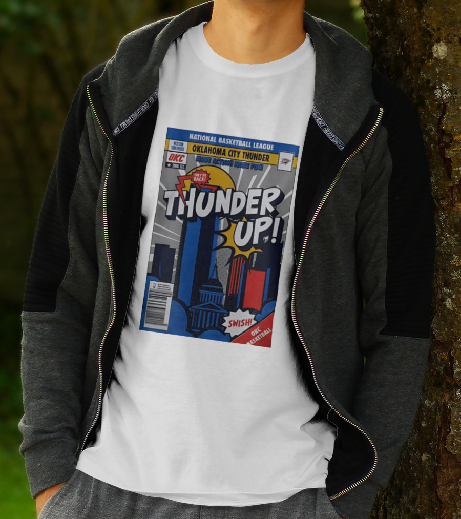 National Basketball League Oklahoma City Thunder Up Comic Swish They're Back OKC Basketball T-Shirt