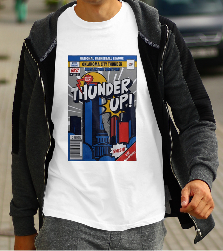 National Basketball League Oklahoma City Thunder Up Comic Swish They're Back OKC Basketball T-Shirt