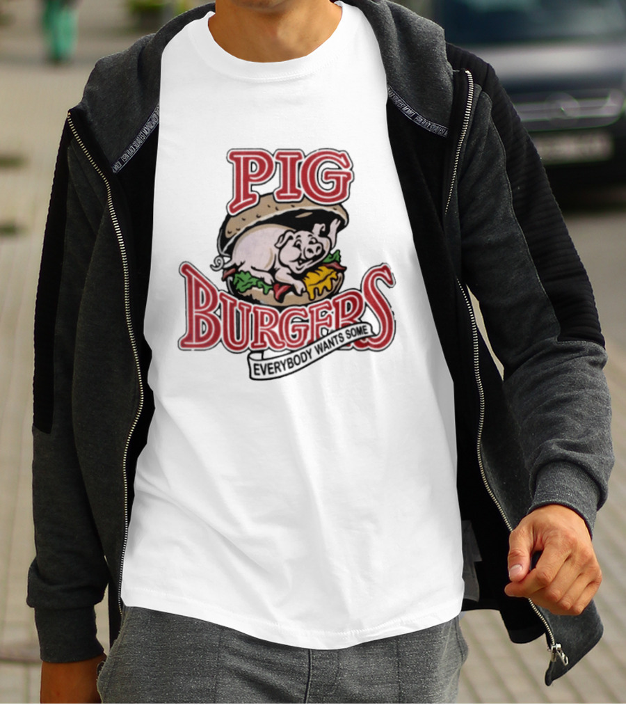 Pig Burgers Everybody Wants Some Burger Logo Pig T-Shirt