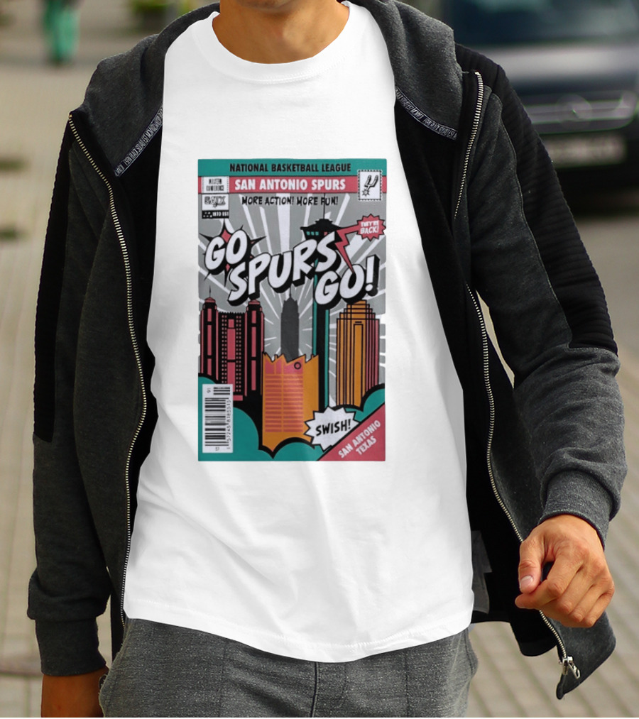 National Basketball League San Antonio Spurs More Action More Fun Go Spurs Go Swish Back Texas T-Shirt