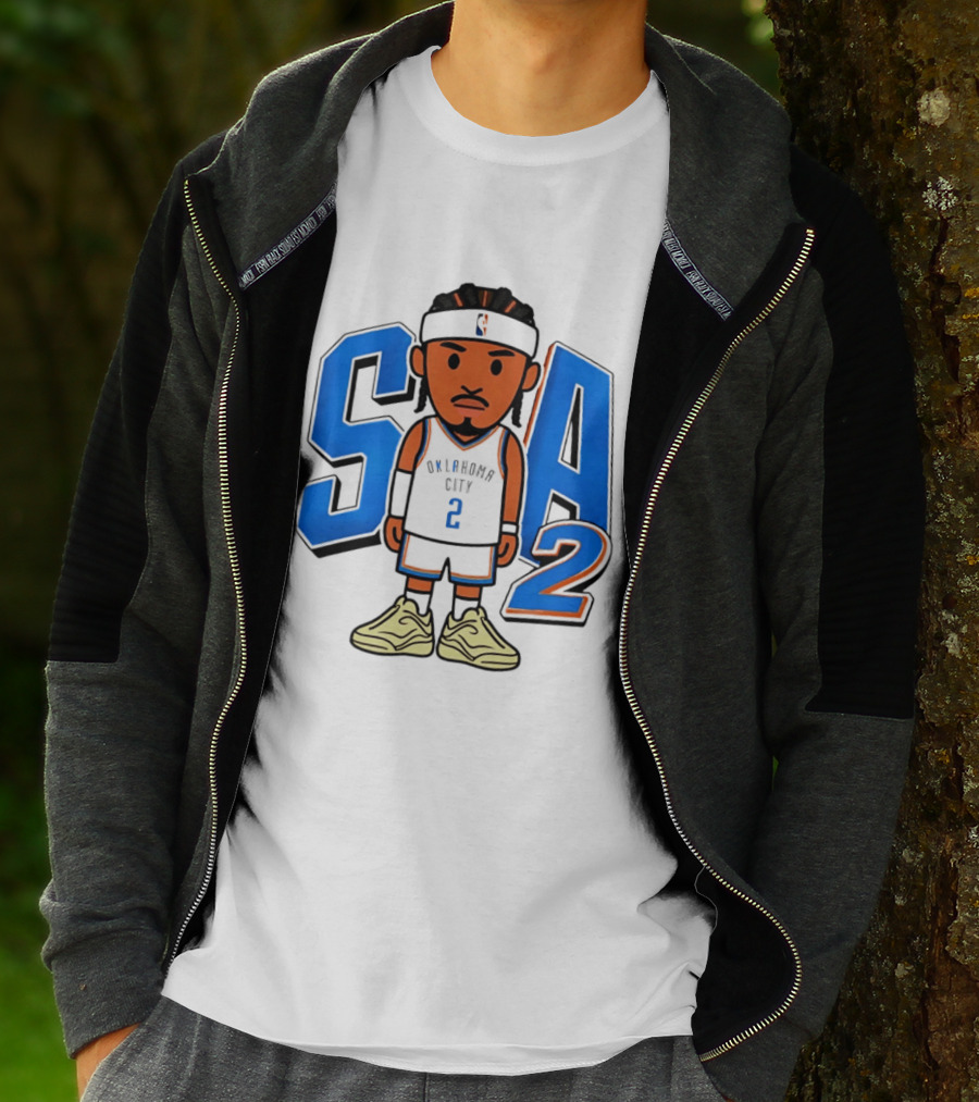 Shai Gilgeous Alexander Oklahoma City 2 Blue SA Caricature T-Shirt